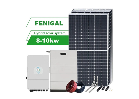 8KW 10KW Güneş Enerjisi Sistemi Hibrit, PV Panel İnvertörleri ve Lityum Pil ile Tamamlandı