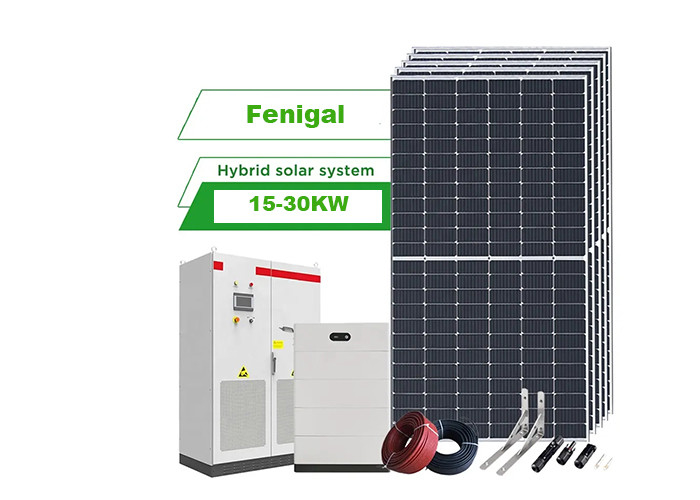 Hibrit 3 Fazlı Güneş Enerjisi Sistemi 15KW 30KW Depolama Pilli Panel Solares Kiti