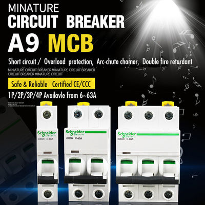 Acti9 MCB Schneider Electric Minyatür Devre Kesici 6 ~ 63A, 1P, 2P, 3P, 4P, Elektrik dağıtımı için DPN